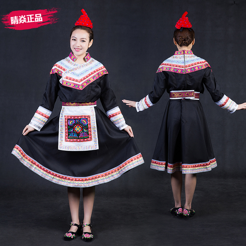 晴焱畲族黑色表演裙子高端定制