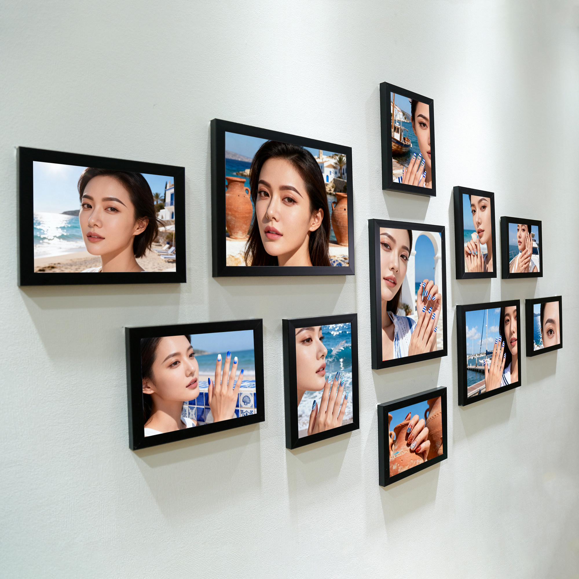 美甲店挂墙相框照片墙展示海报
