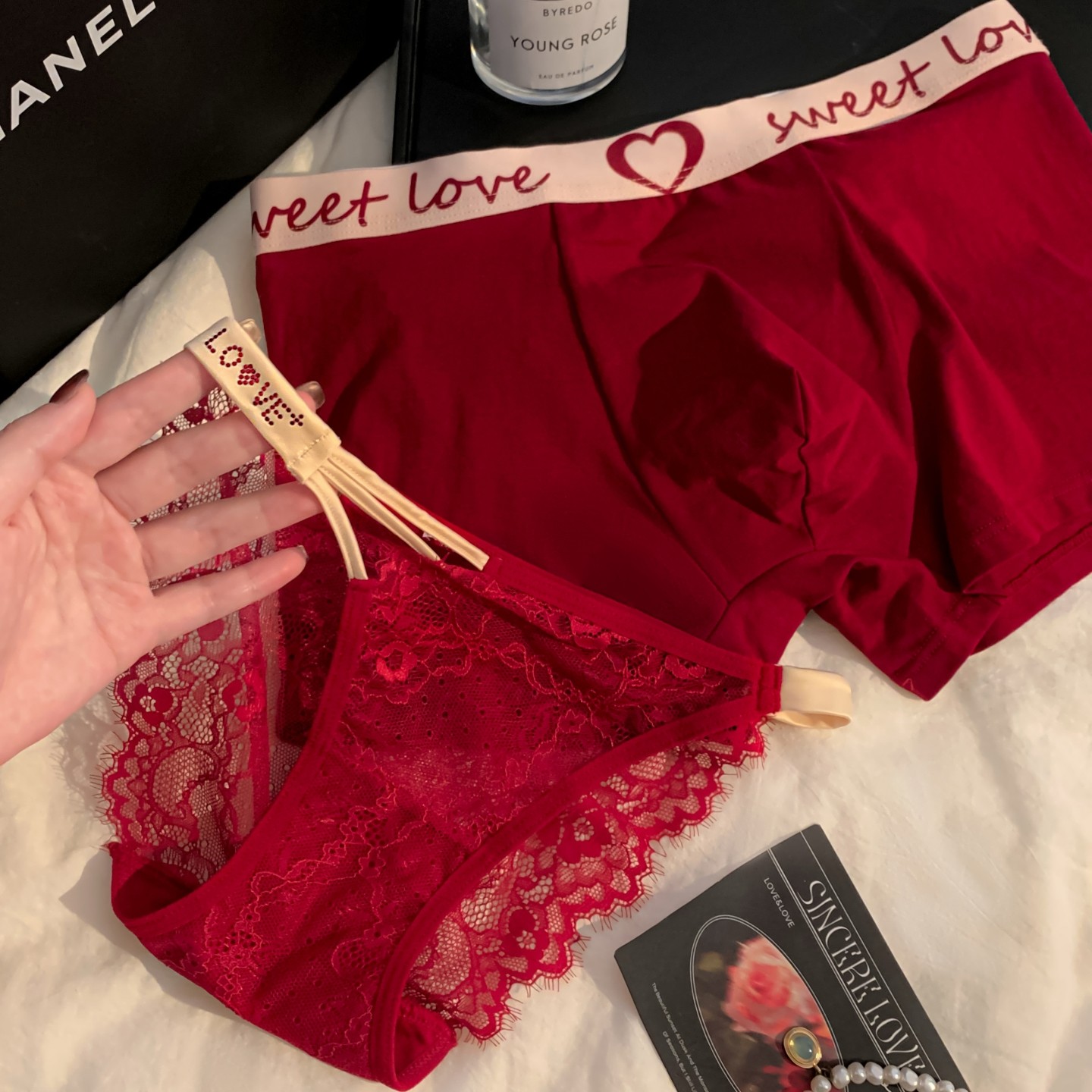 挚爱蜜恋~结婚内裤一男一女红色性感纯欲蕾丝三角裤2026马年成人,女士内衣/男士内衣/家居服,女三角裤,淘宝优惠券,粉丝福利购,淘宝优惠卷