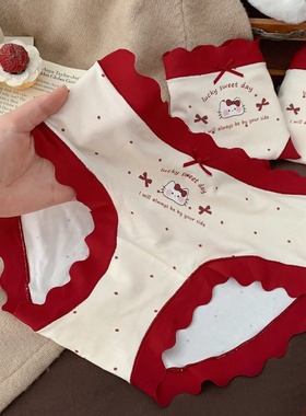 波点萌喵~可爱女生本命年内裤女2026马年红色女款三角裤女士舒适