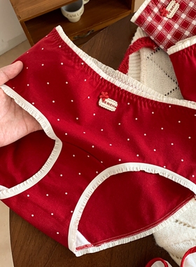 少女圣诞~纯棉红色内裤女可爱2026属马女款本命年女生三角裤女士