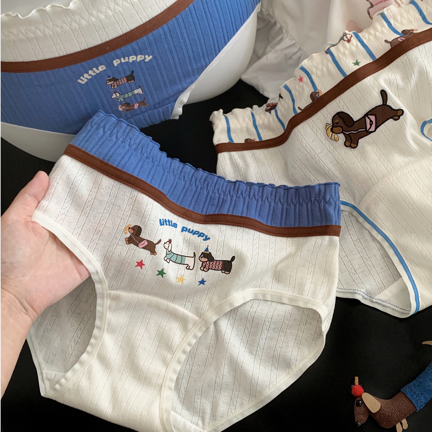 撞色腊肠小狗甜美风内内