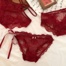暧昧专属~女士法式性感纯欲风内裤女红色本命年女生低腰系带蕾丝