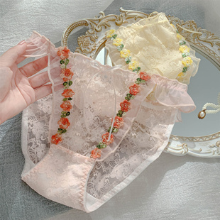 花神秘境 日系少女甜美高开叉女生蕾丝网纱纯欲风内裤 女2025新款