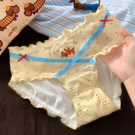 波点萌犬~可爱女生7a级抗菌三角裤女中腰女款内裤女2026新款女士