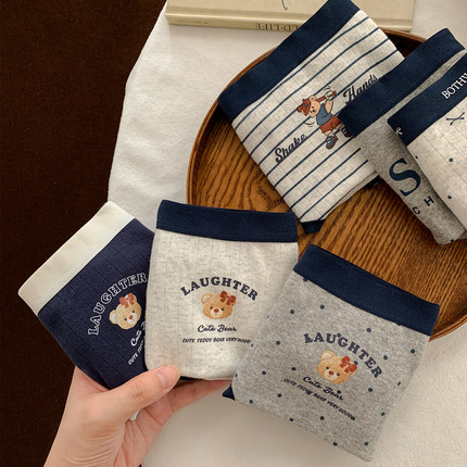 学院小熊~女生秋冬高弹力内裤女款纯棉10a级抑菌加长裆女士三角裤