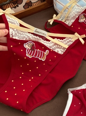 蕾丝红宠~女生红色本命年可爱内裤女纯棉女款2026马年三角裤女士