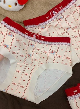 小马幻喵~甜美少女内裤女2026马年可爱印花红色本命年三角裤女款