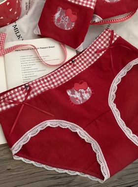 红运KT~女生红色马年本命年纯棉内裤女10A级抗菌高颜值女士三角裤