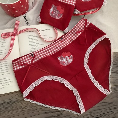 红运招财格纹拼接内裤