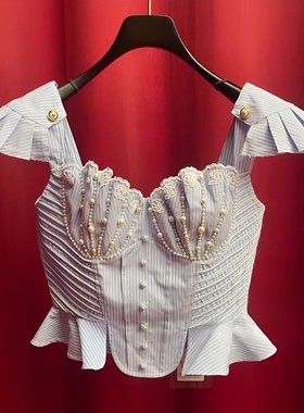 正品24夏 蓝白条纹上衣LF24X21SB213-240