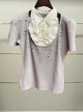 肆正品25夏格雷系钉珠上衣LF25X41ZB290-250