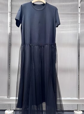 正品2024秋季纱裙拼接短袖连衣裙5O7G15780-240