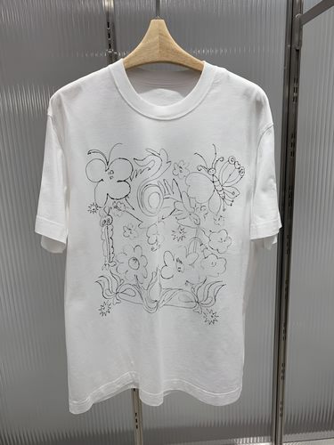 正品2024夏装宽松圆领蝴蝶纹T恤5O4112800-240