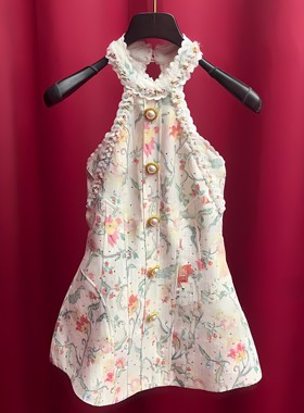 正品 24夏印花烫钻挂脖式上衣LF24X41SB006-240