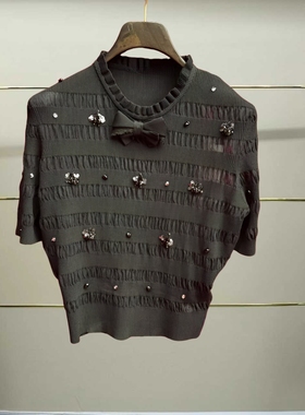 肆正品25夏钉珠针织上衣LF25X21ZB307-250
