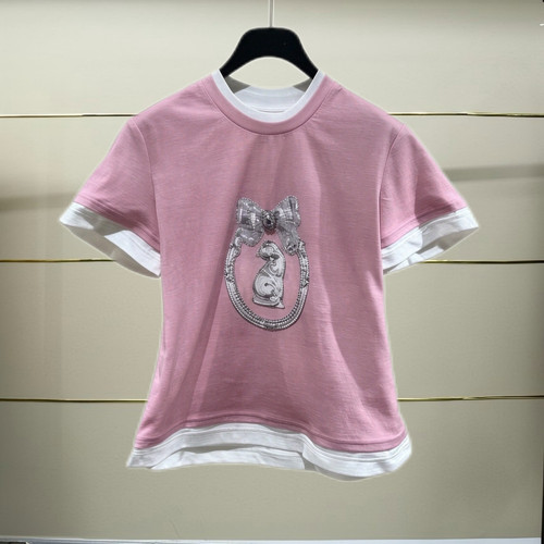 宁正品26夏猫咪印花T恤LF26X11ST358-260