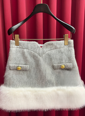 正品23冬毛毛装饰千禧半裙LF23D41SS239-230