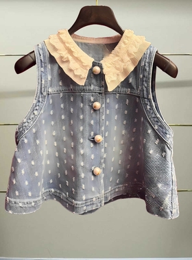 肆正品25夏拼接领牛仔马甲LF25X11SM184-250