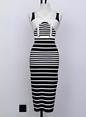 正品23春 条纹背心连衣裙LF23C31016N094-230