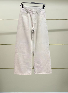 柒正品2025春款亚麻阔腿牛仔裤5P2E11490-250h