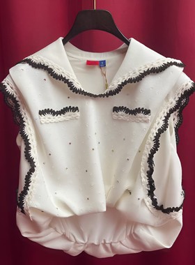 正品24夏 撞色花边华丽上衣LF24X41SB221-240