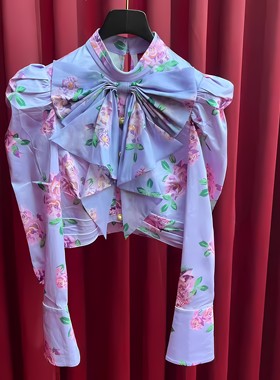 正品24春蝴蝶结港风印花上衣LF24C41SB042-240