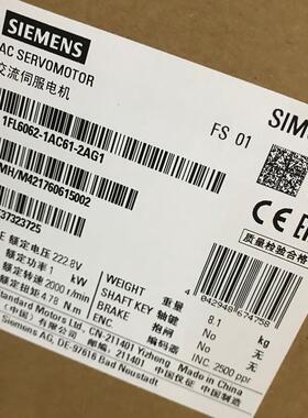 1FL6062-1AC61-2AG11FL6 工作电压 三相交流 400 V PN=1 kW