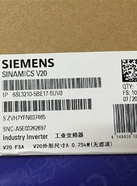 6SL3210-5BE17-5UV0 V20变频器0.75KW现货6SL32105BE175UV0
