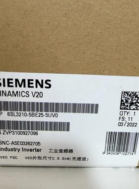 西门子变频器V20 6SL3210-5BE25-5UV0 5