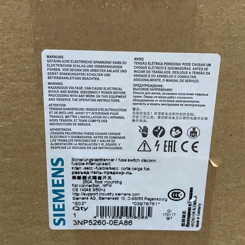 西门子 3NP5260-0EA86 全新
