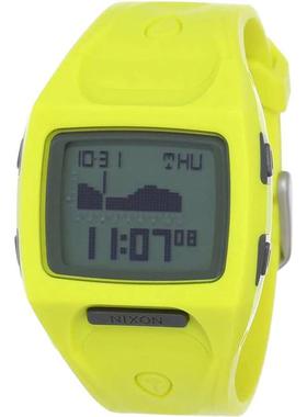 代购Nixon男士腕表计时日期夜光日历塑料防水黄色矩形运动休闲