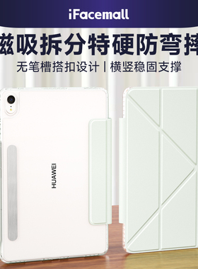 iFacemall新款适用华为matepadair12保护套平板115s壳带笔槽柔光磁吸搭扣11寸全包防摔可拆分pro12.2轻薄透明