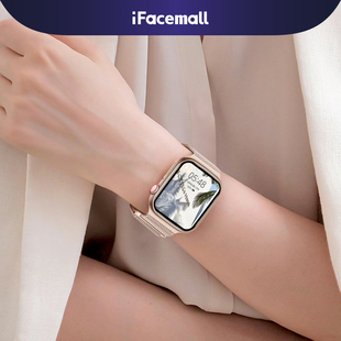 ifacemall适用iwatch s8表带S7苹果手表8代applewatch7米兰尼斯se磁吸6金属5夏透气iwatch女创意男41高级45mm