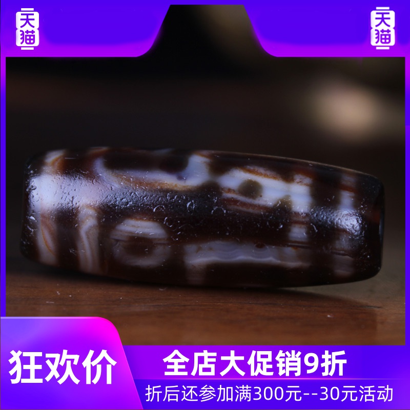 【收藏臻品】原矿西藏老天珠至纯老珠天然老矿满朱砂项链西藏真品