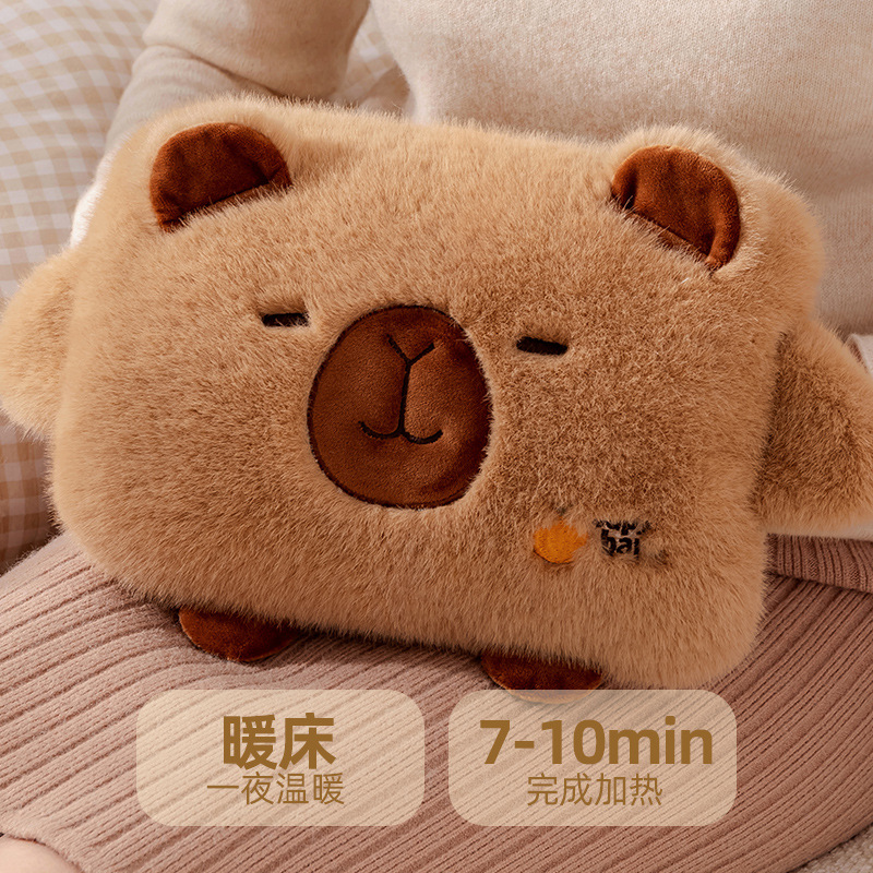 卡通热水袋充电款暖手宝暖水袋被窝敷肚子防爆已注水毛绒可爱热宝