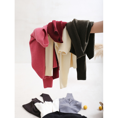 山羊绒无缝一体半高领针织衫