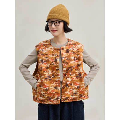 彩色提花文艺复古马甲