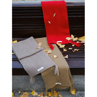 麻霖绵羊毛浣熊绒超柔加厚保暖仿手织正反针肌理感流苏围巾140*23