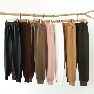 麻霖可机洗精梳棉颗粒绒加厚磨毛软糯墩厚显瘦保暖不掉绒多色卫裤