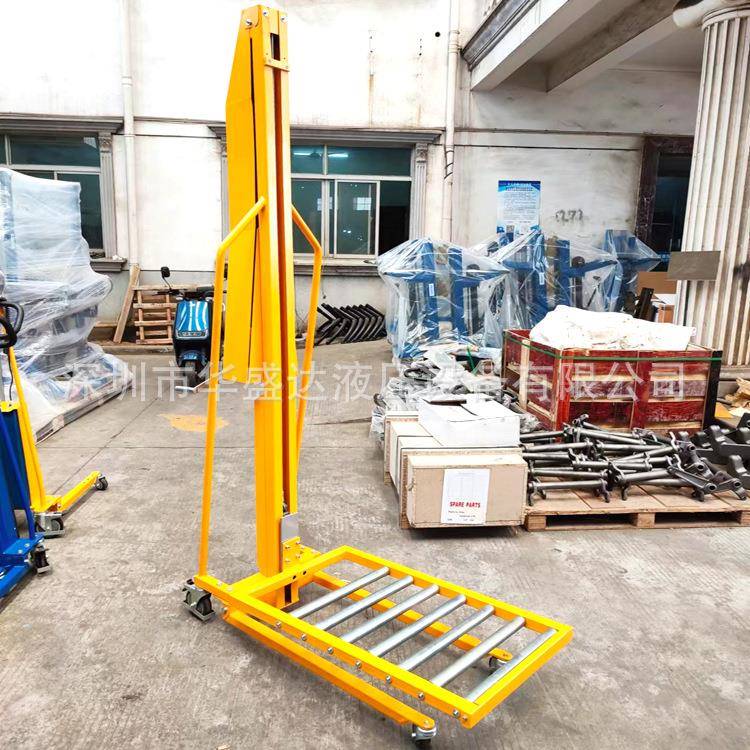 单轴手摇式堆高车带滚筒迷你电动叉车轻型工位车200kg模具装卸车