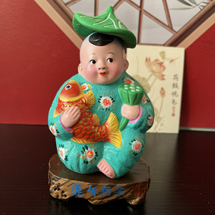 平安有余 天津泥人张彩塑手工艺品民族文化产品桌面装饰摆件