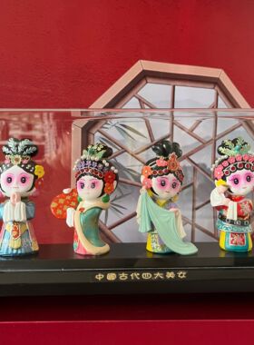 四大美女 京剧脸谱天津特色泥人张泥塑摆件中国风手工艺品伴手礼