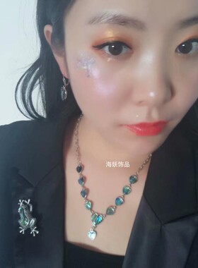 天然鲍鱼贝壳欧美心形项链包邮
