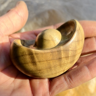 守一孤品◆阴沉金丝楠金元宝摆件手工雕刻手把件招财文玩木雕收藏