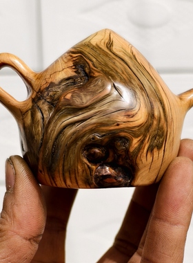 守一孤品◆崖柏把把壶小手把件手工雕刻打麻将把把糊口袋解压木雕