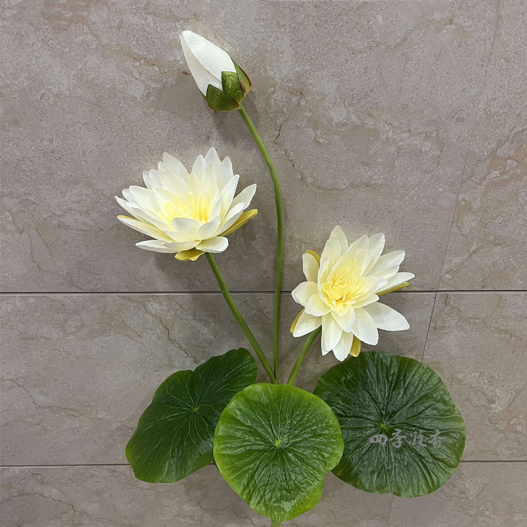 仿真荷花大枝睡莲花客厅瓶插摆件花艺落地佛前寺院禅意假花装饰品