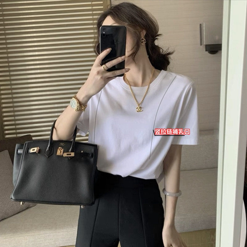 哺乳上衣竖拉链方便产后喂奶上衣