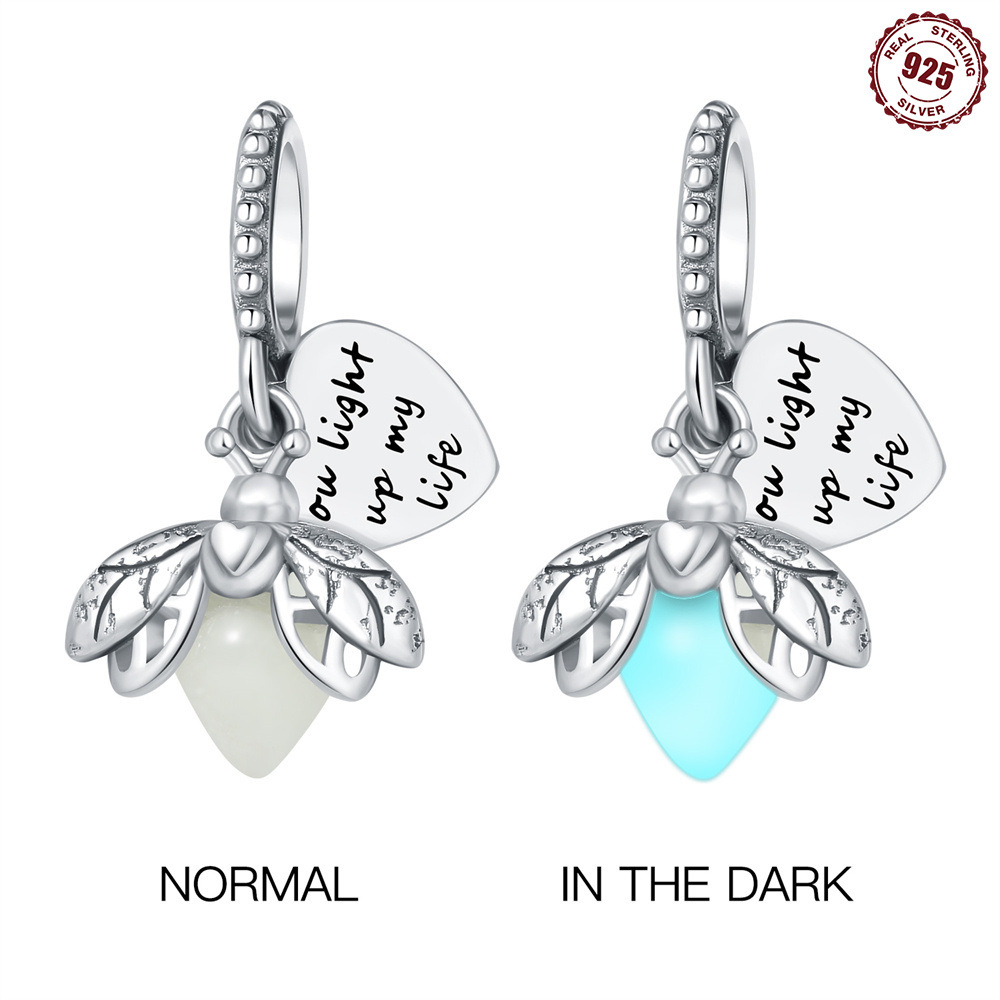 925纯银昆虫系列萤火虫字印吊牌吊坠DIY手链项链珠宝制作