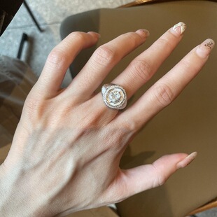 法式轻奢复古八芒星盾牌戒指意大利镶钻拉丝工艺宫廷风小众女指环